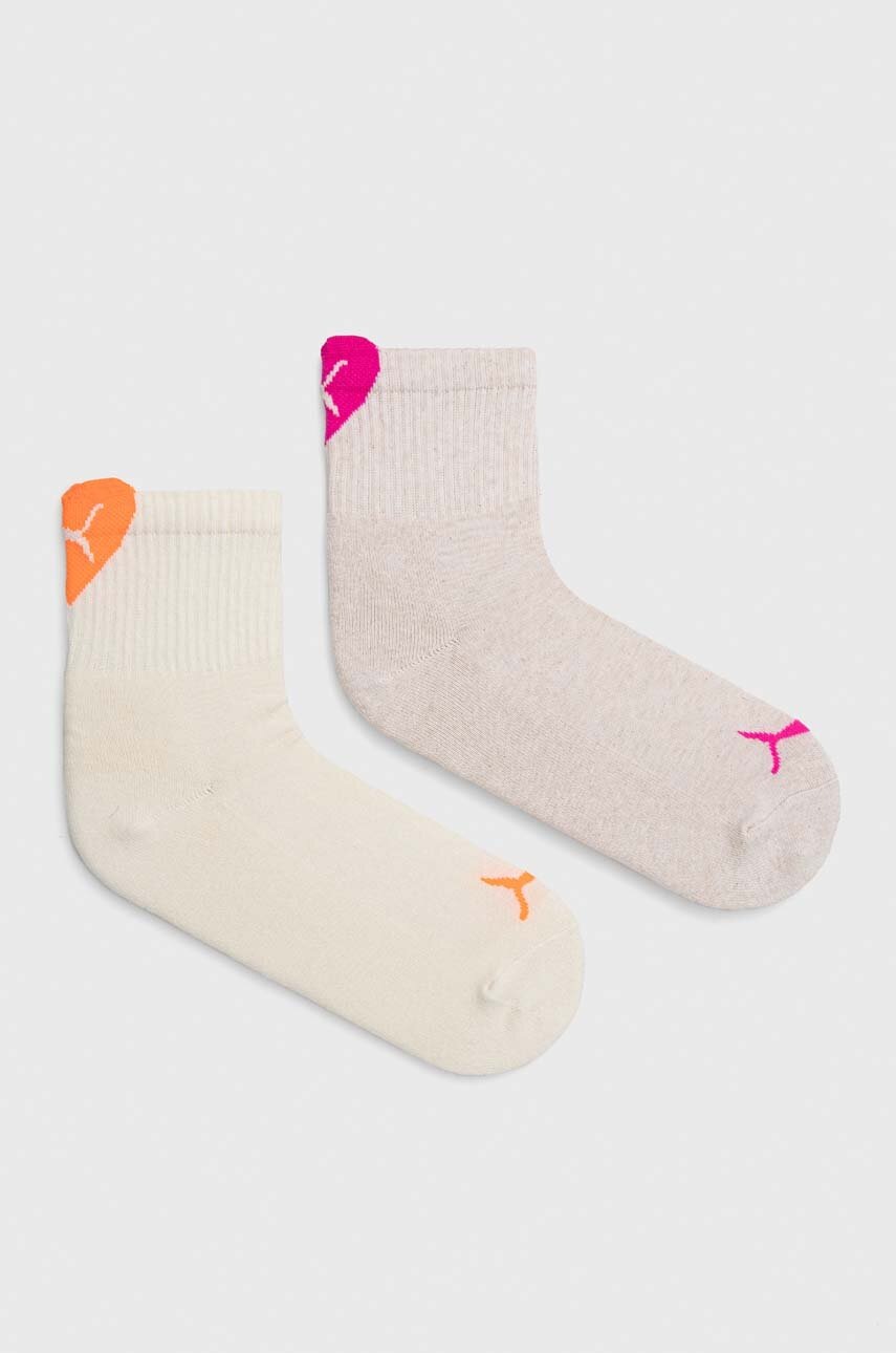 

Шкарпетки Puma 2-pack жіночі колір бежевий