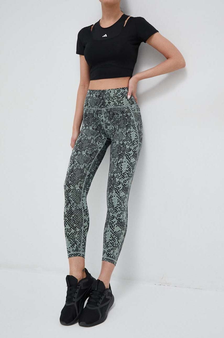 Adidas performance leggins de antrenament optime culoarea verde, modelator