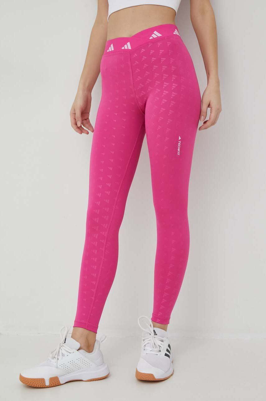 adidas Performance leggins de antrenament Techfit Brand Love culoarea roz, modelator image