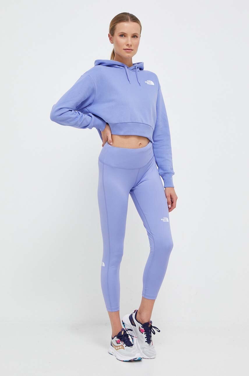 The North Face leggins sport femei, culoarea violet, neted