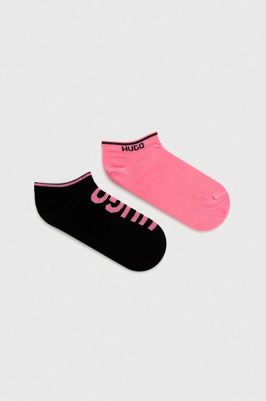 HUGO sosete 2-pack femei, culoarea roz - Shoppu.ro
