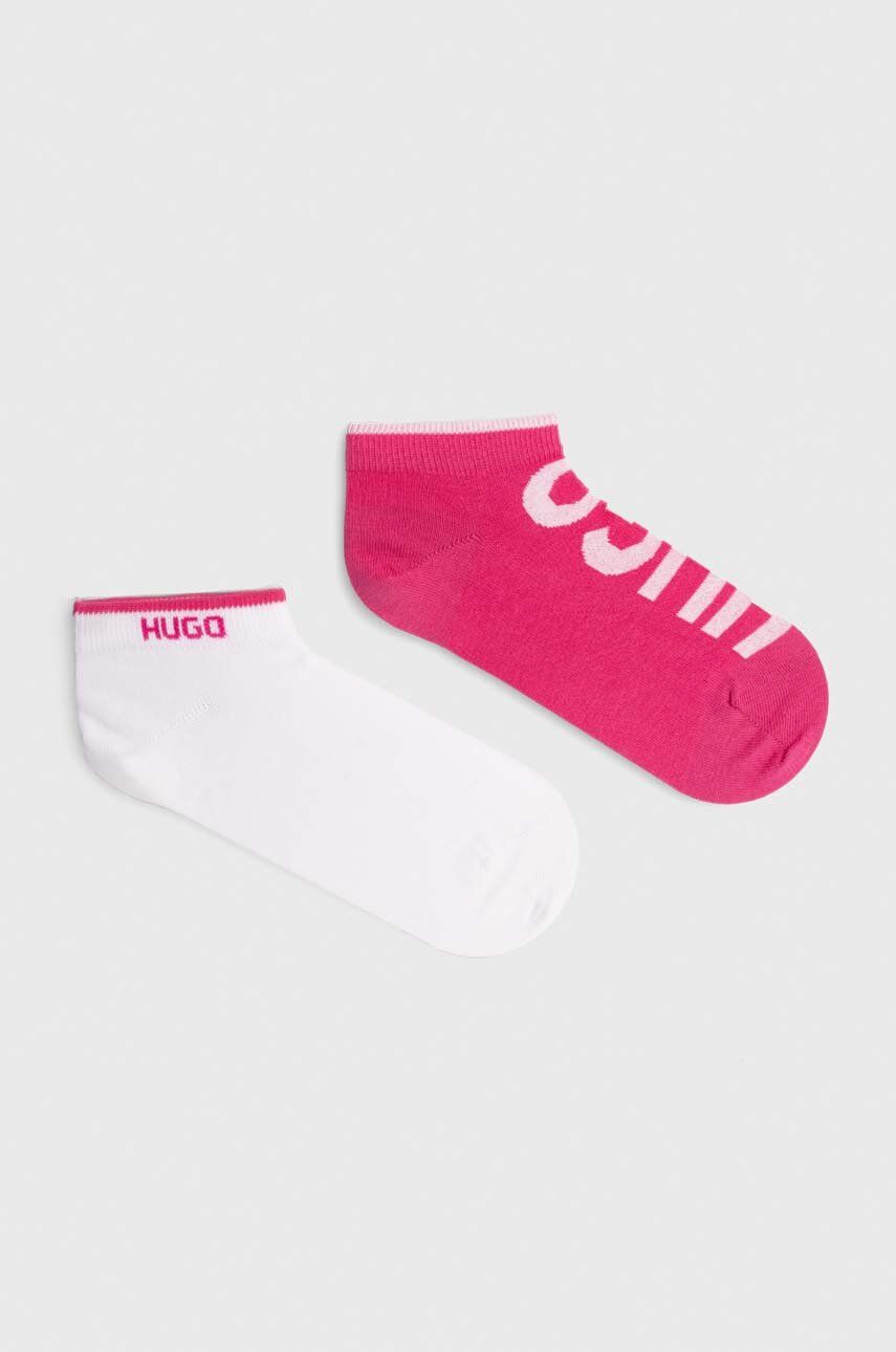 Levně Ponožky HUGO 2-pack dámské, růžová barva, 50480343