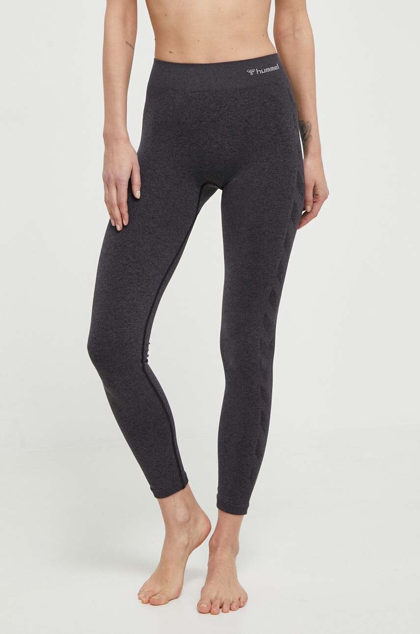 Hummel jambiere de yoga culoarea gri, cu imprimeu, 210496