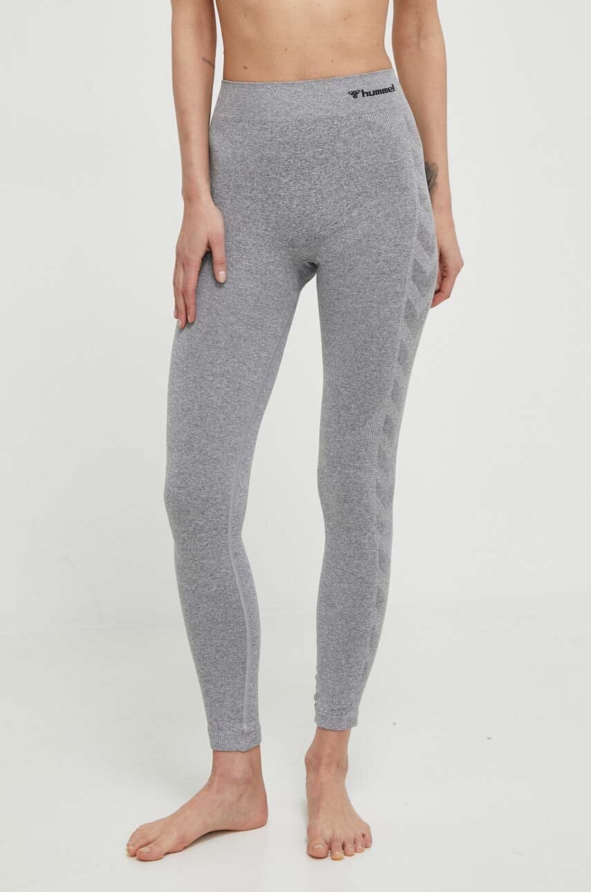 Hummel jambiere de yoga culoarea gri, cu imprimeu