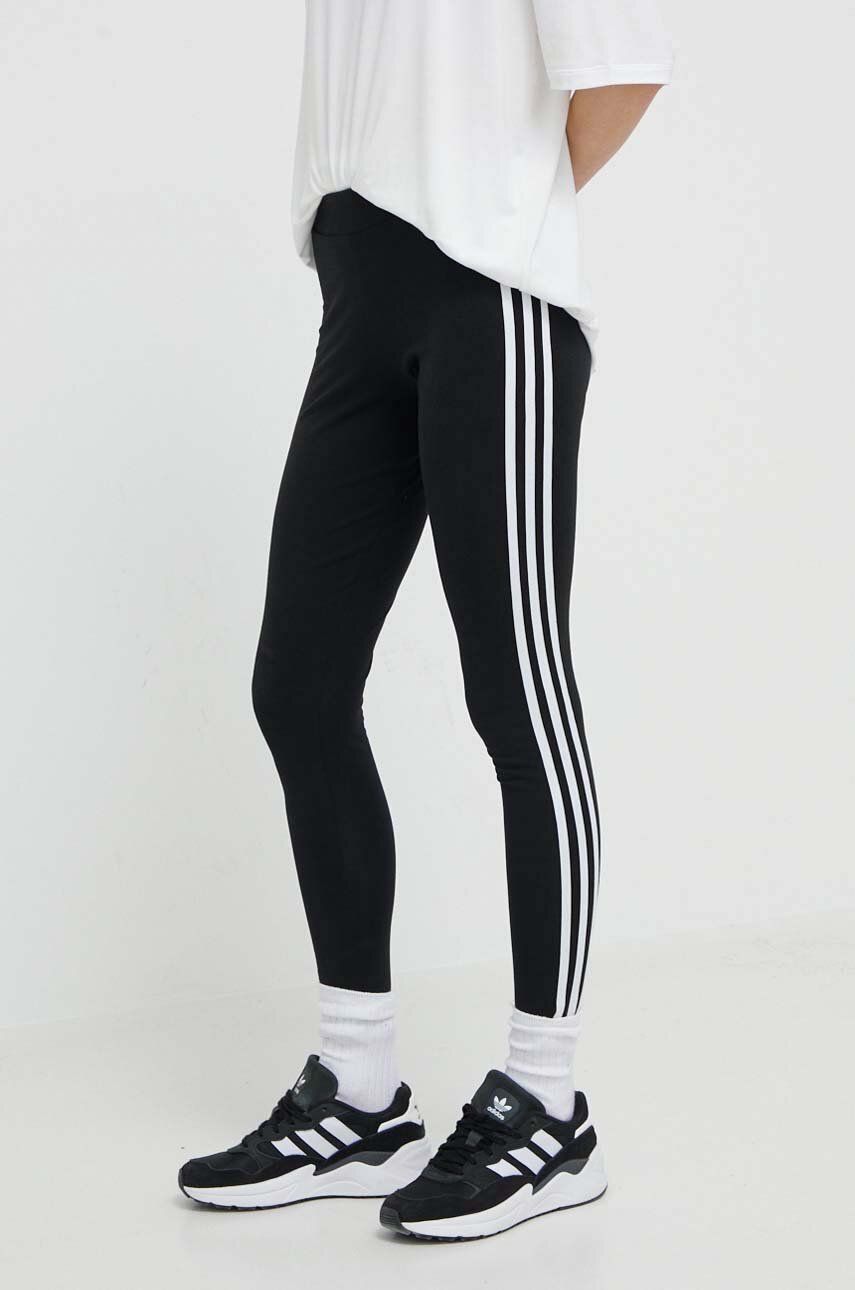 adidas Originals colanți 3 Stripes Tigh femei, culoarea negru, cu imprimeu IB7383-black