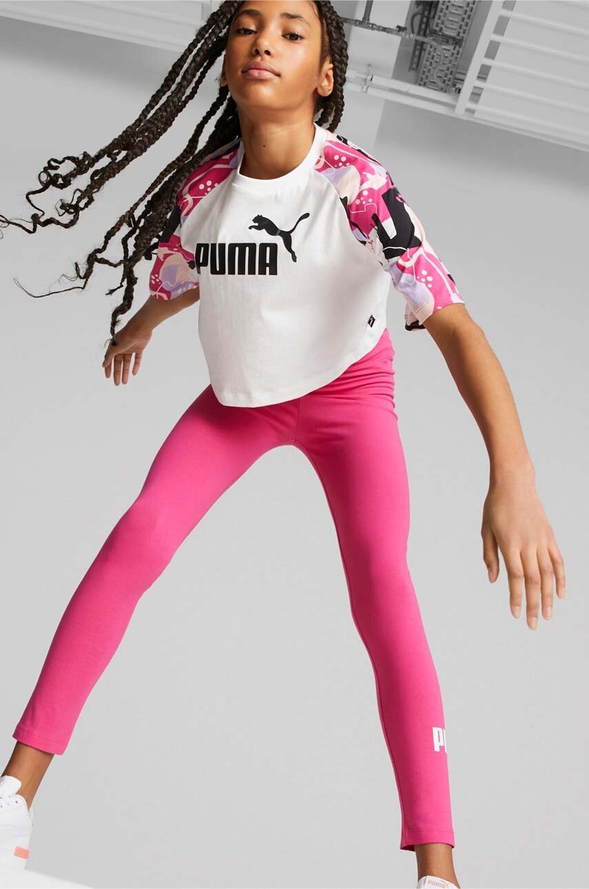 

Дитячі легінси Puma ESS Logo Leggings G колір рожевий з принтом