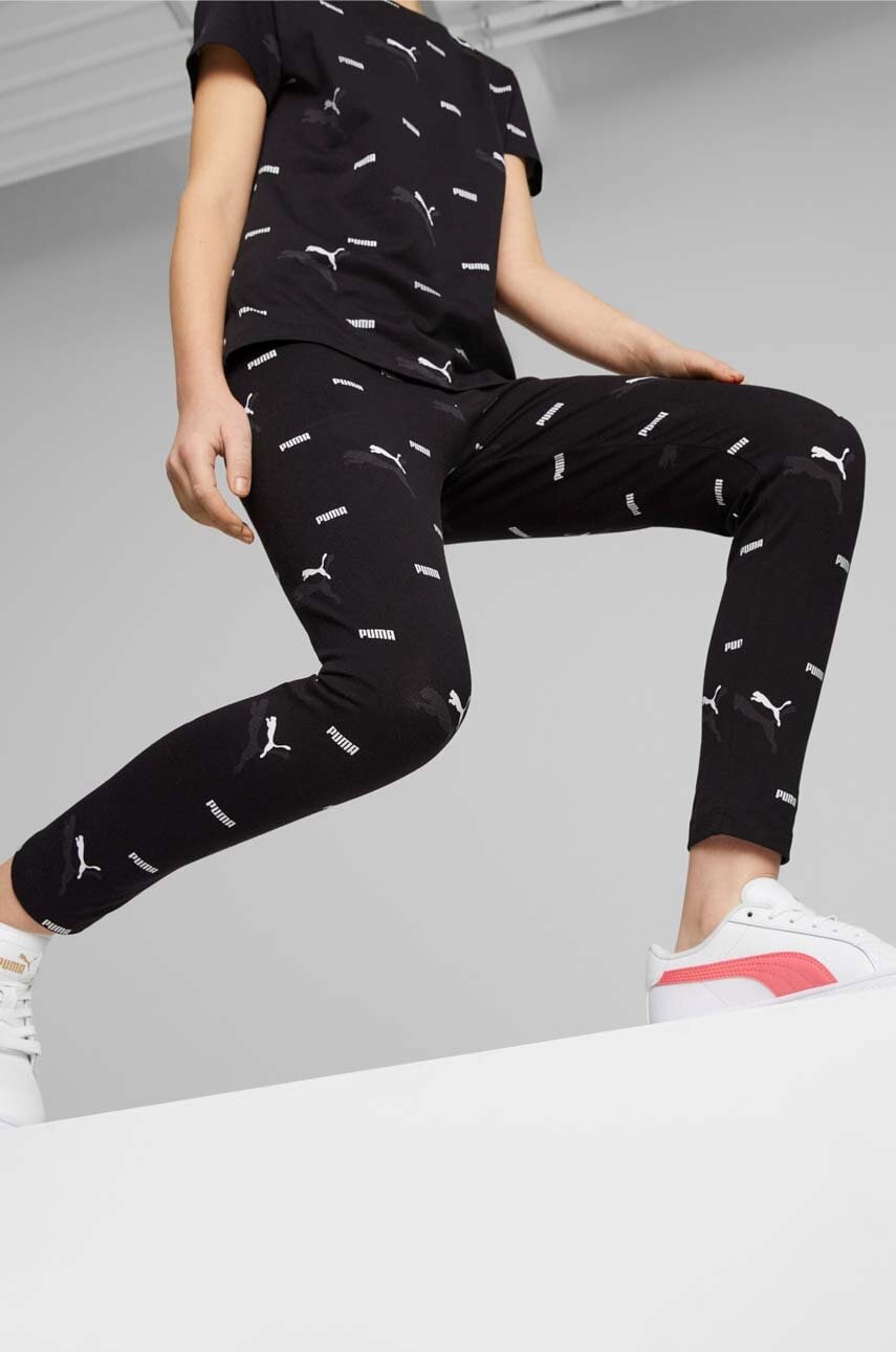 Puma leggins copii ess+ logo lab aop 7/8 leggings g culoarea negru, modelator