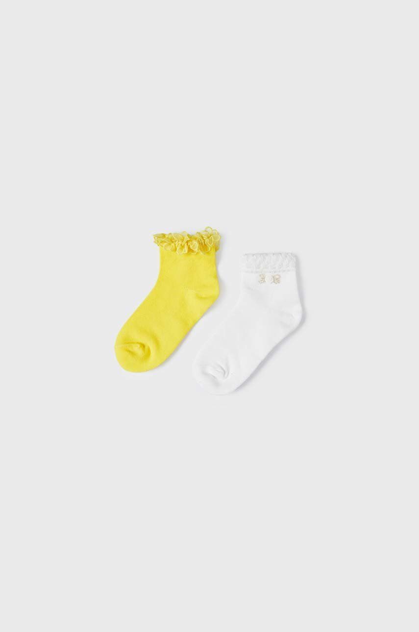 Dětské ponožky Mayoral 2-pack žlutá barva - žlutá -  74 % Bavlna