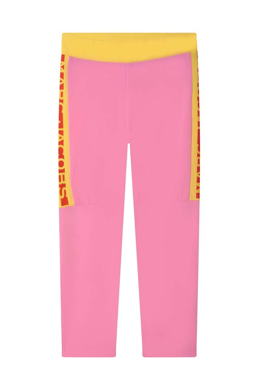 Dětské legíny Marc Jacobs růžová barva, s potiskem - růžová -  76 % Polyamid