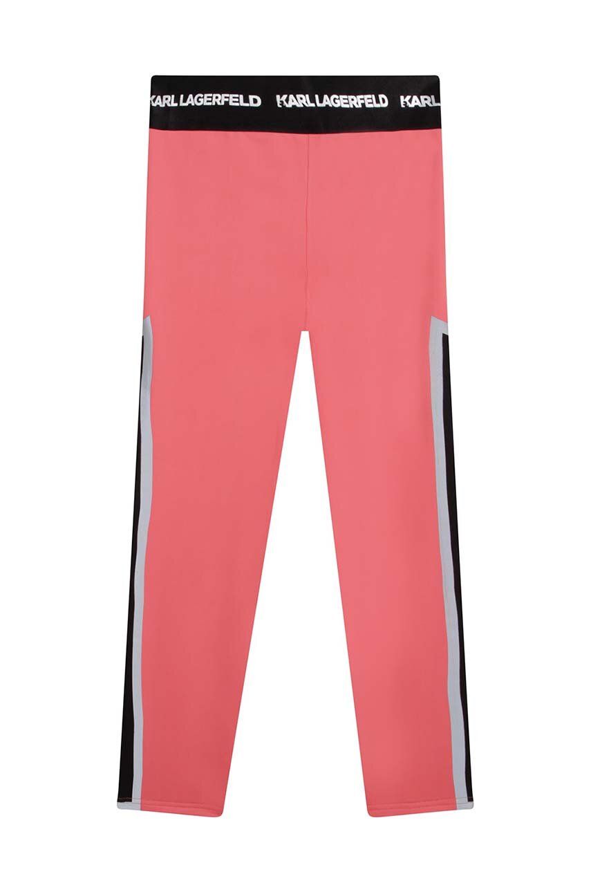 Levně Dětské legíny Karl Lagerfeld růžová barva, s potiskem