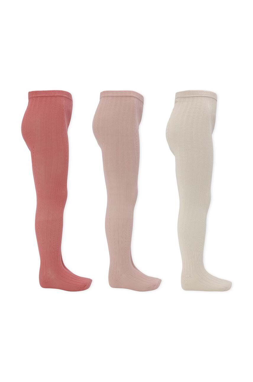 Dětské punčocháče Konges Sløjd 3-pack růžová barva - růžová -  75 % Organická bavlna