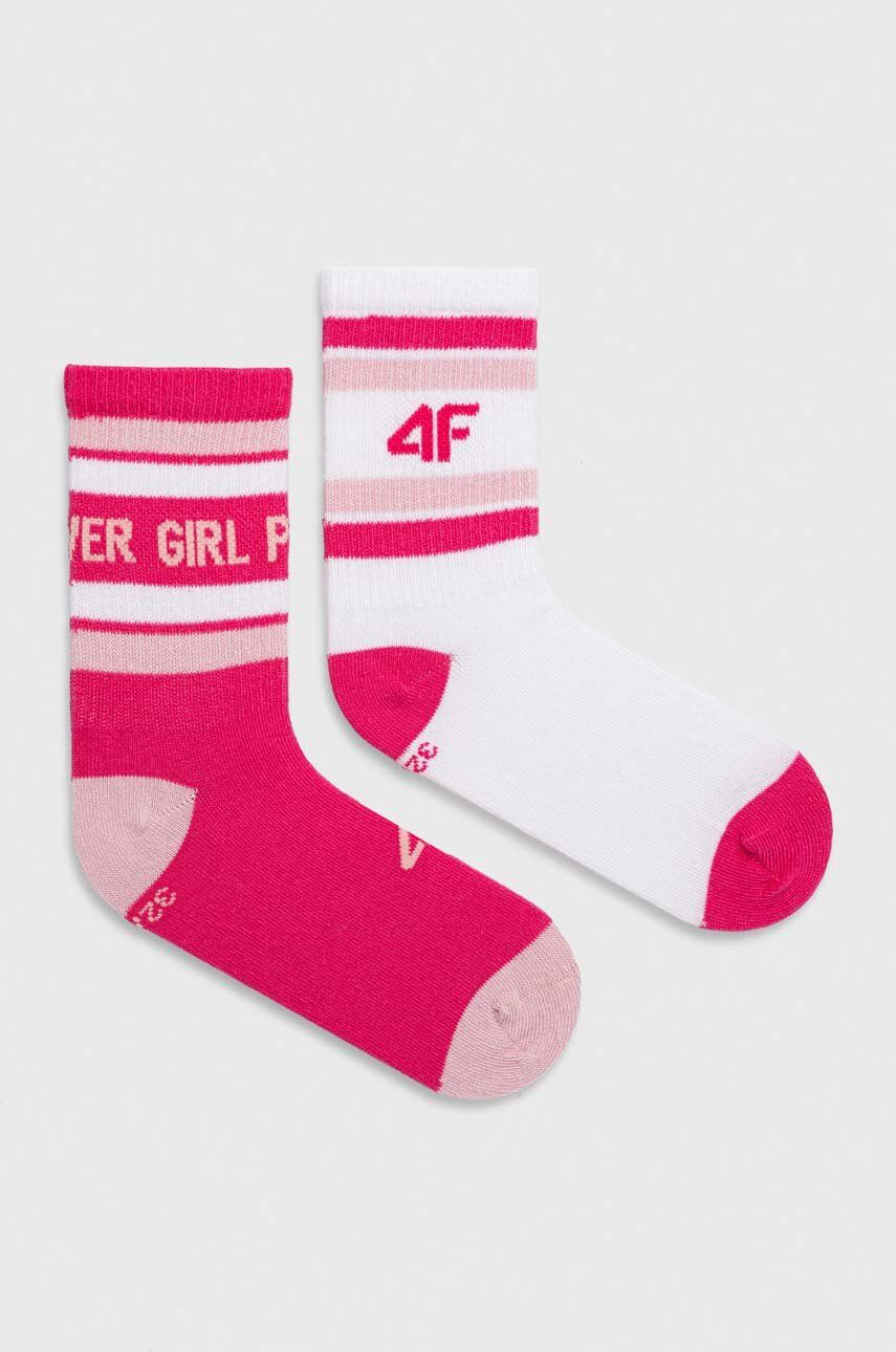 Levně Dětské ponožky 4F 2-pack růžová barva