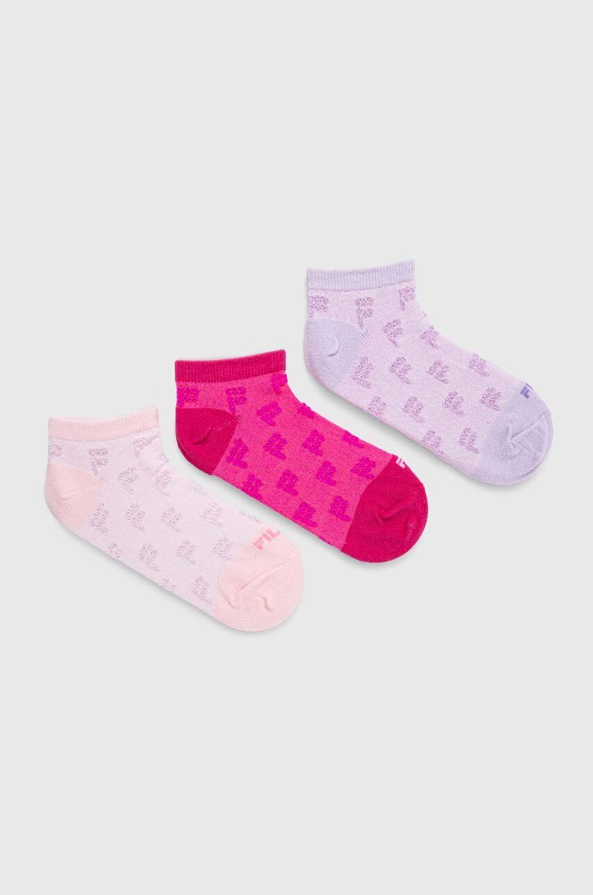 Dětské ponožky Fila 3-pack fialová barva - fialová -  45 % Viskóza