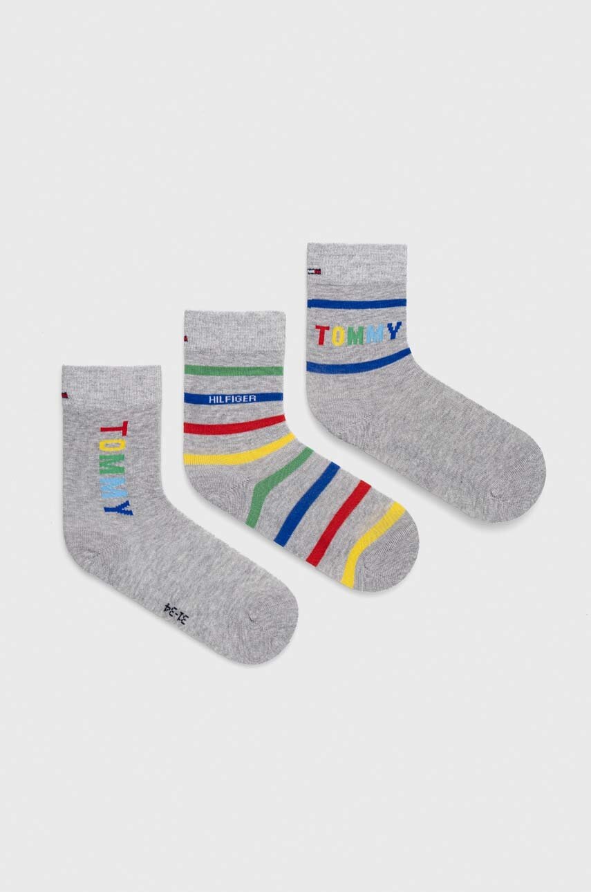 

Дитячі шкарпетки Tommy Hilfiger 3-pack колір сірий
