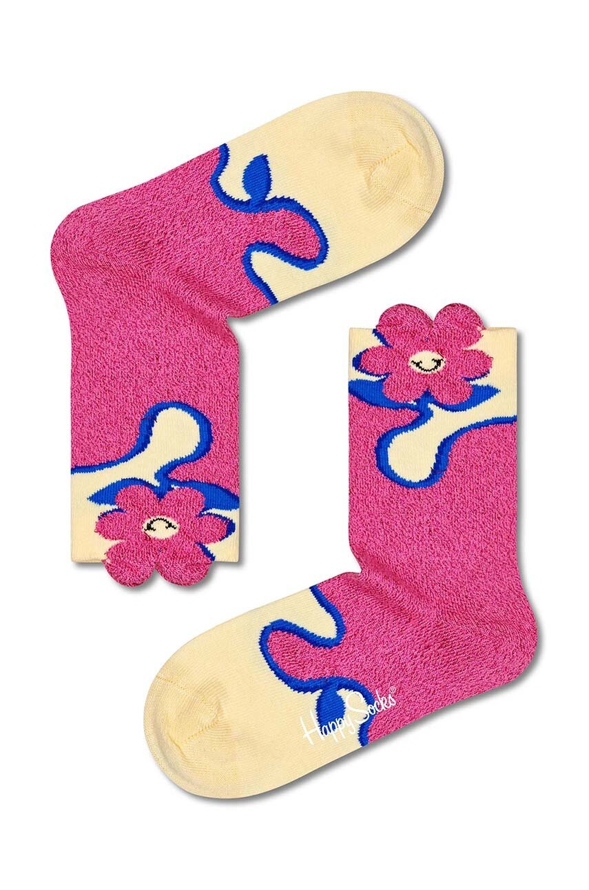 

Детские носки Happy Socks Kids Smiley Cuff цвет розовый