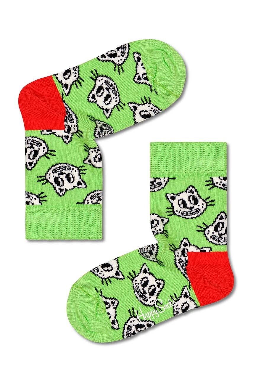 Happy Socks sosete copii Kids Cat culoarea verde