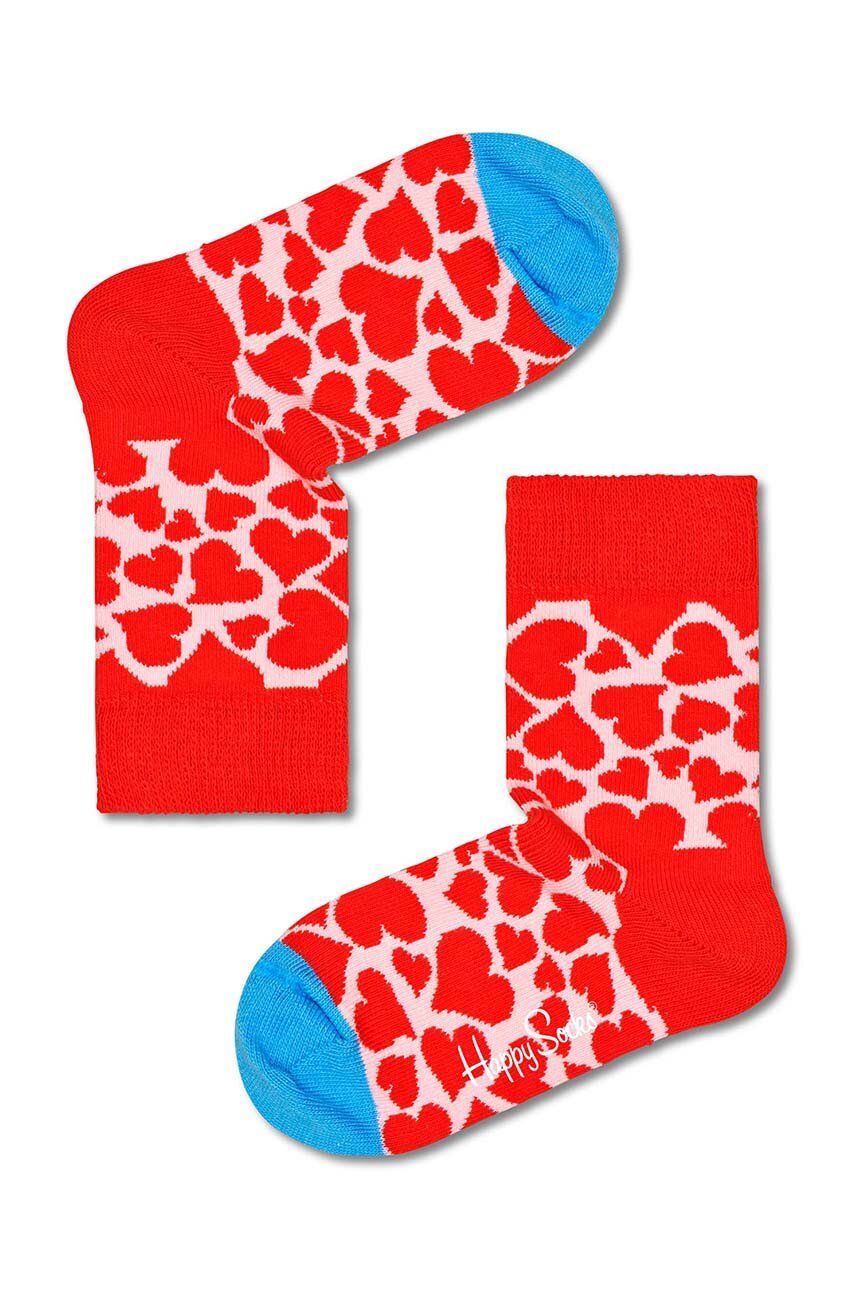 Happy Socks sosete copii Kids Hearts culoarea rosu