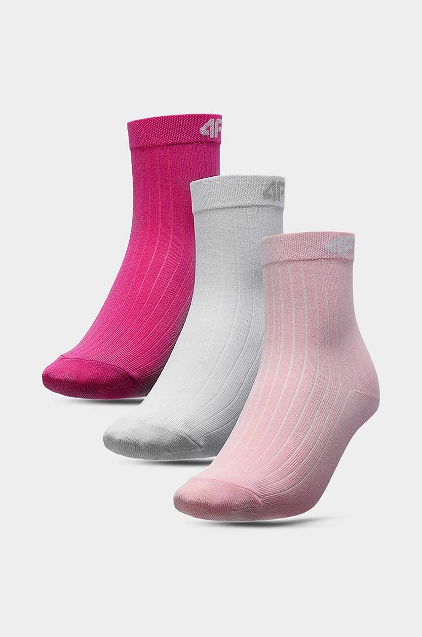 Levně Dětské ponožky 4F 3-pack růžová barva