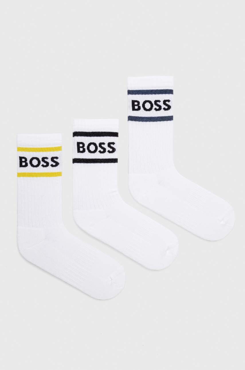 Ponožky BOSS 3-pack pánské, béžová barva - bílá - 70 % Bavlna