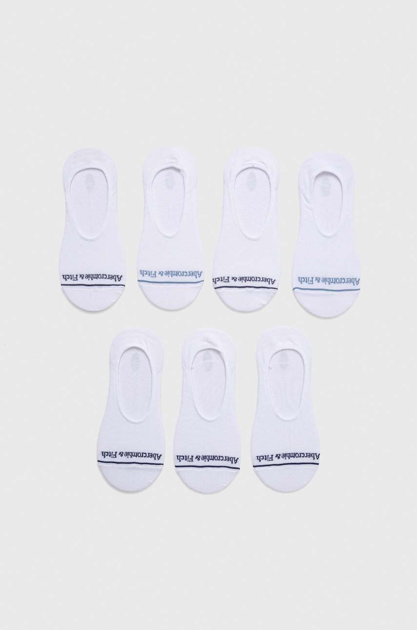 Levně Ponožky Abercrombie & Fitch 7-pack pánské, bílá barva
