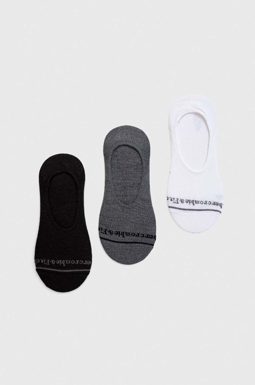 Ponožky Abercrombie & Fitch 3-pack pánské, šedá barva - šedá -  98 % Polyester