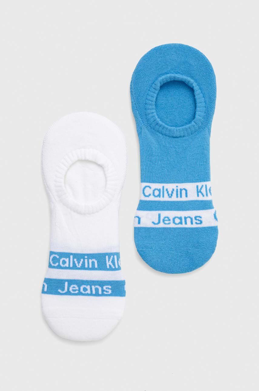 Kotníkové ponožky Calvin Klein 2-pack pánské - modrá -  81 % Bavlna