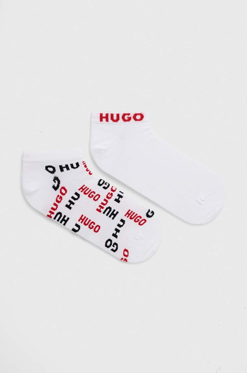 Levně Ponožky HUGO 2-pack pánské, bílá barva, 50491224