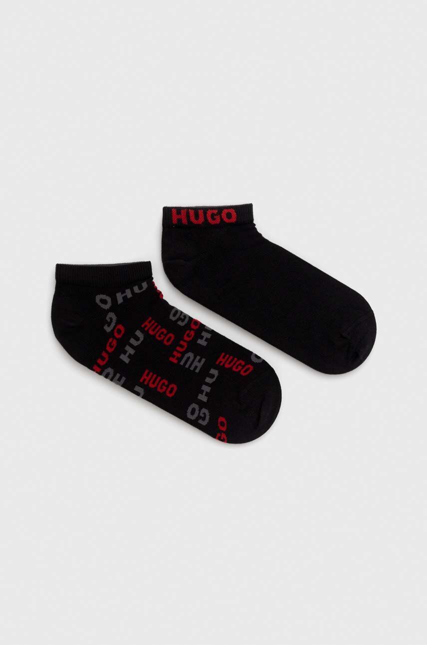 Levně Ponožky HUGO 2-pack pánské, černá barva, 50491224