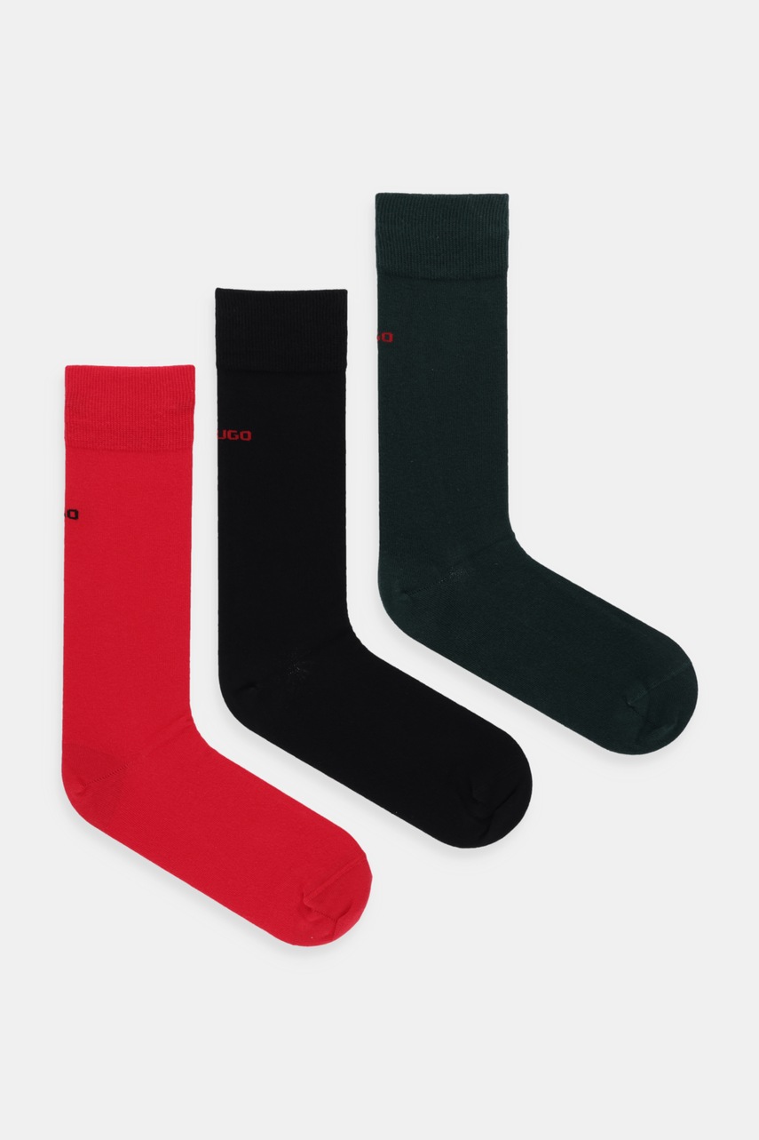 

Чорапи HUGO (3 броя) мъжки в черно, Зелен