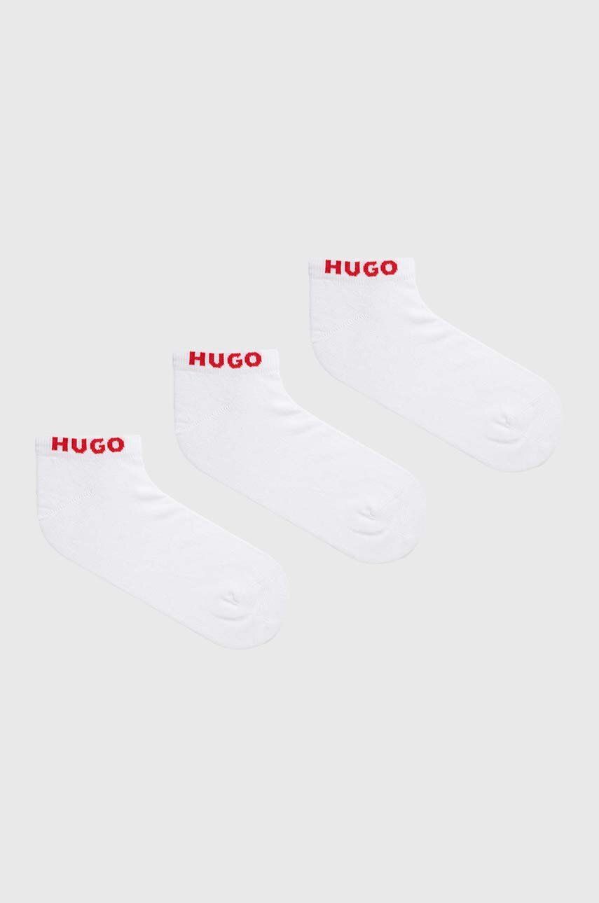 Levně Ponožky HUGO 3-pack pánské, bílá barva, 50480217