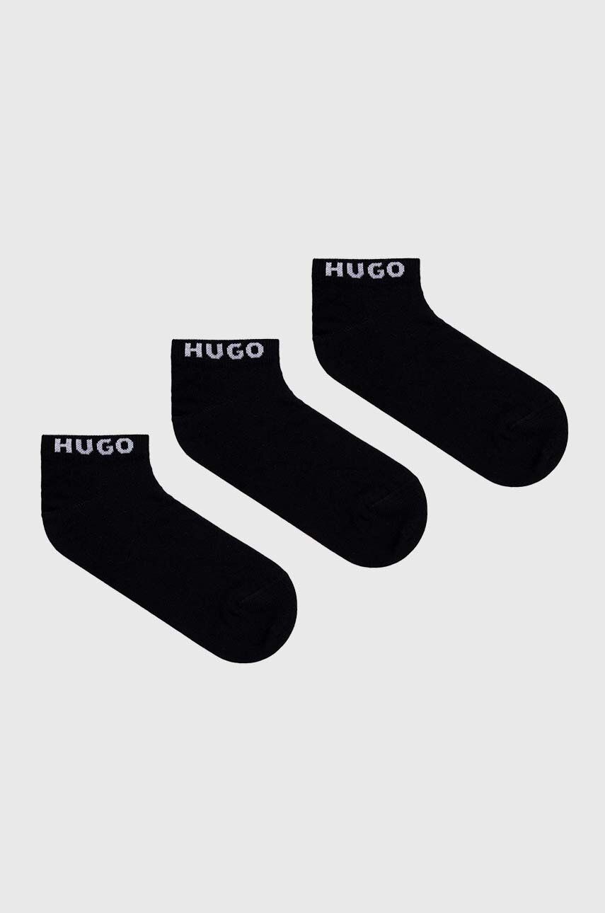 Levně Ponožky HUGO 3-pack pánské, černá barva, 50480217