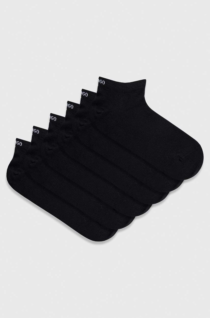 Levně Ponožky HUGO 6-pack pánské, černá barva, 50480223