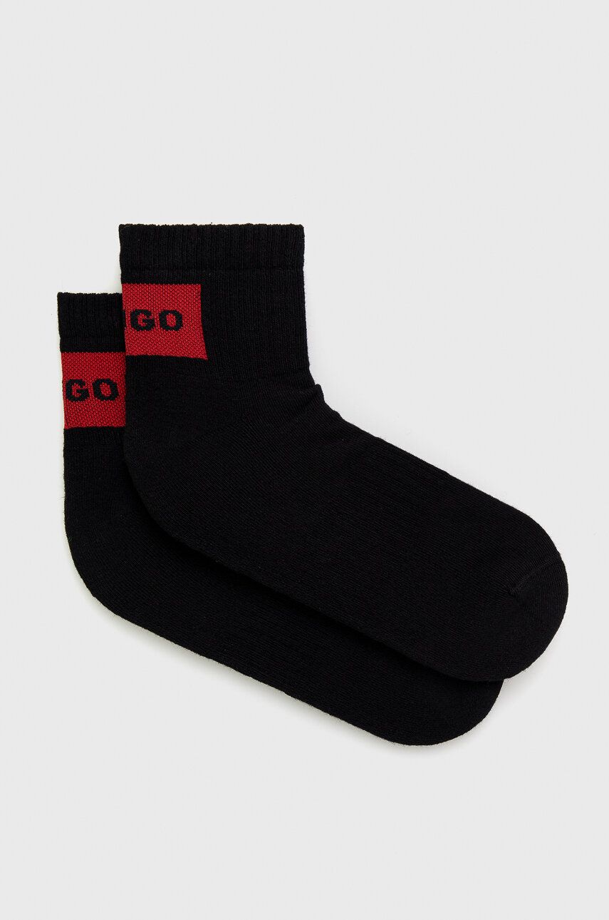 Levně Ponožky HUGO 2-pack pánské, černá barva, 50491223