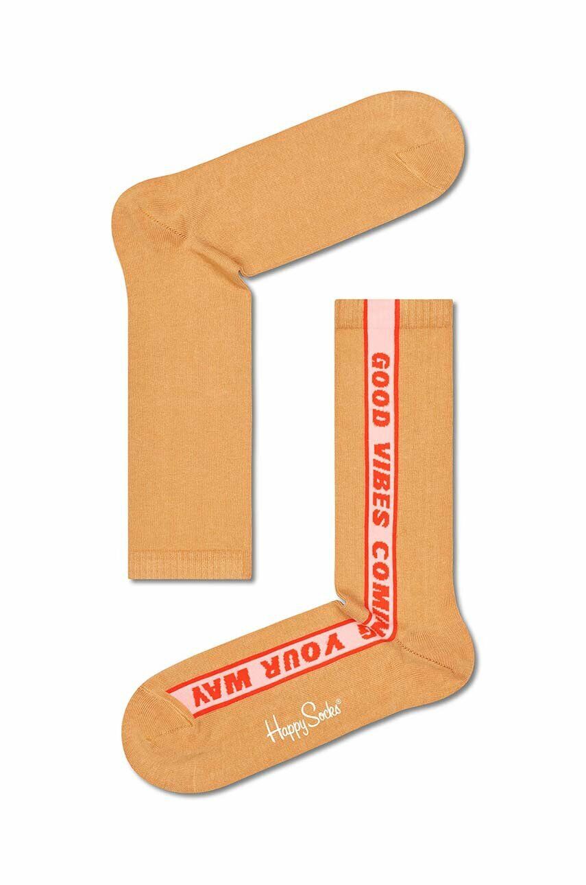 Ponožky Happy Socks Good Vibes oranžová barva - oranžová -  72 % Bavlna