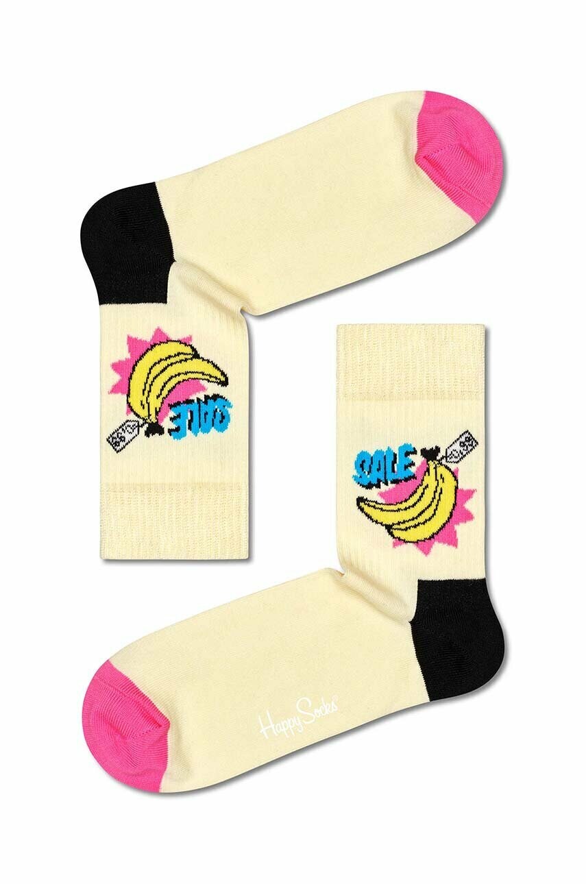 Happy socks sosete light yellow priceless culoarea bej