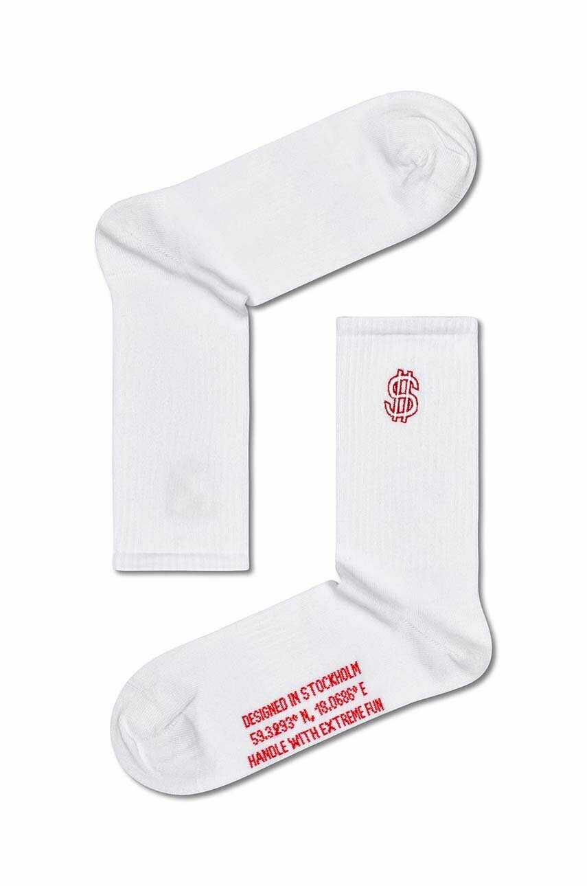 

Шкарпетки Happy Socks White Dollar Sign колір білий