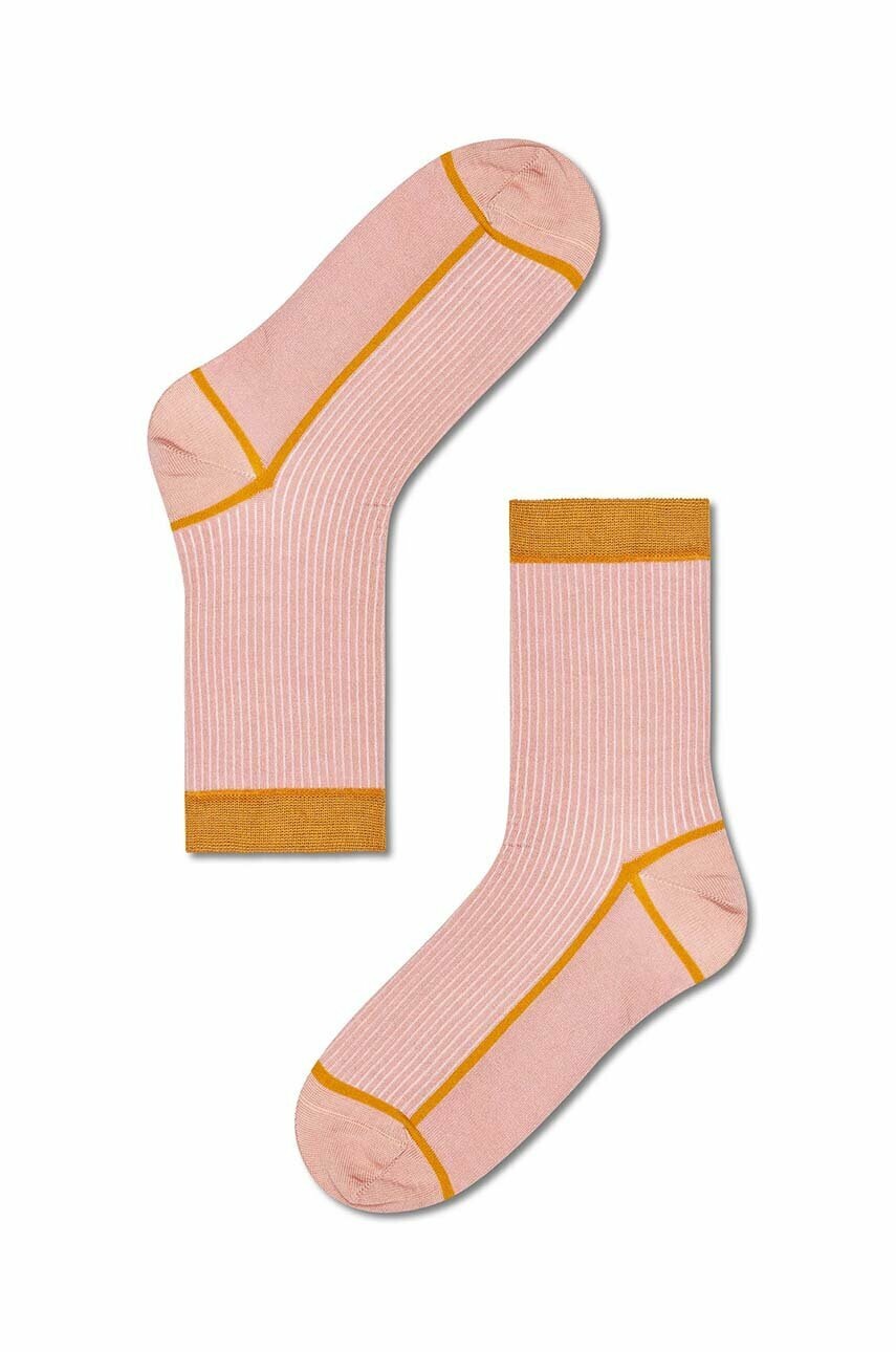 Happy Socks Sosete Light Pink Liv Crew Culoarea Roz