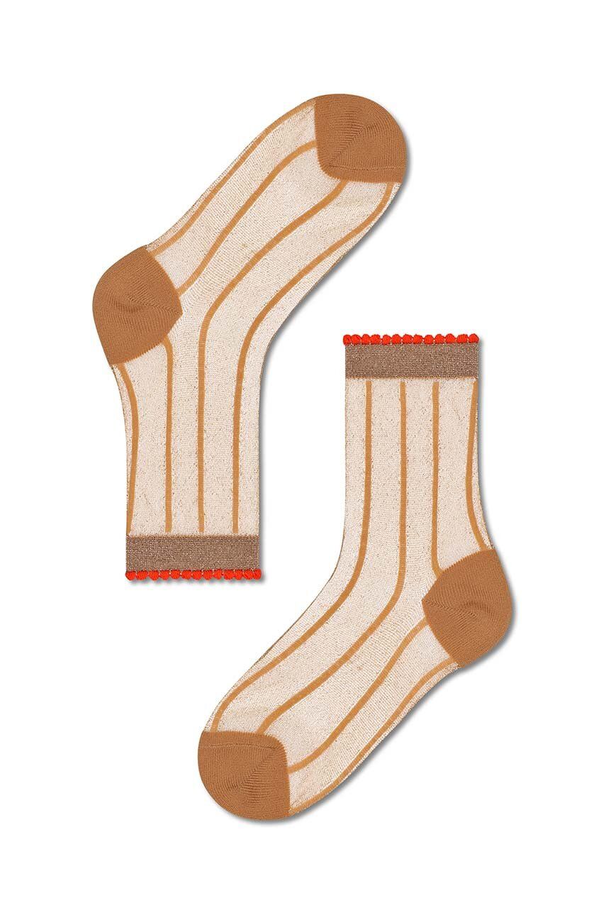 Ponožky Happy Socks Light Brown Lilly Ankle béžová barva - béžová -  52 % Viskóza