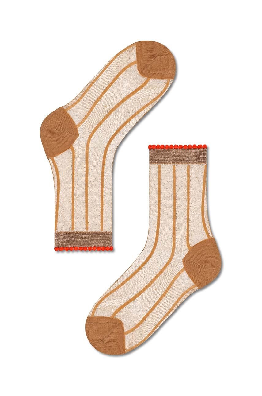 Happy Socks Sosete Light Brown Lilly Ankle Culoarea Bej