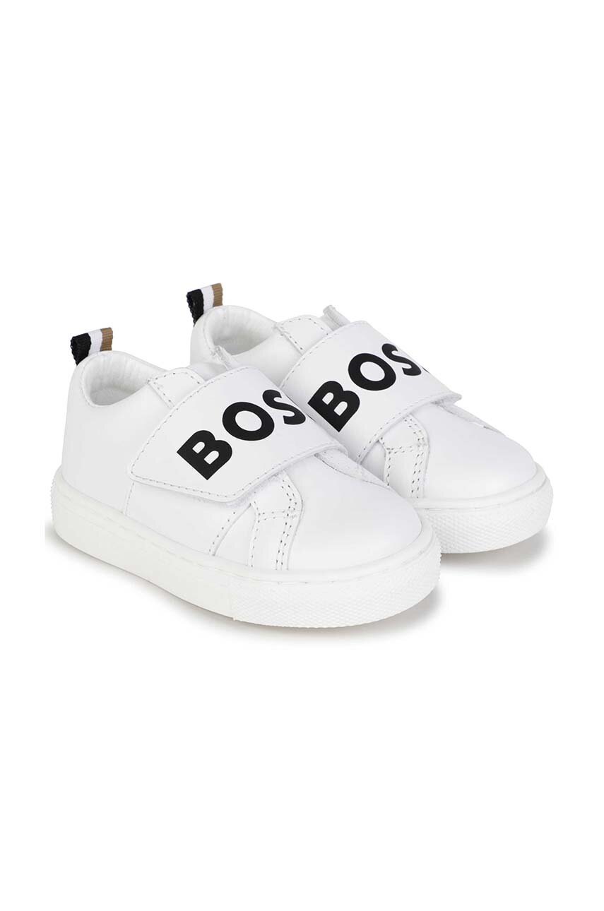 

Детски кожени маратонки BOSS в бяло, Бял