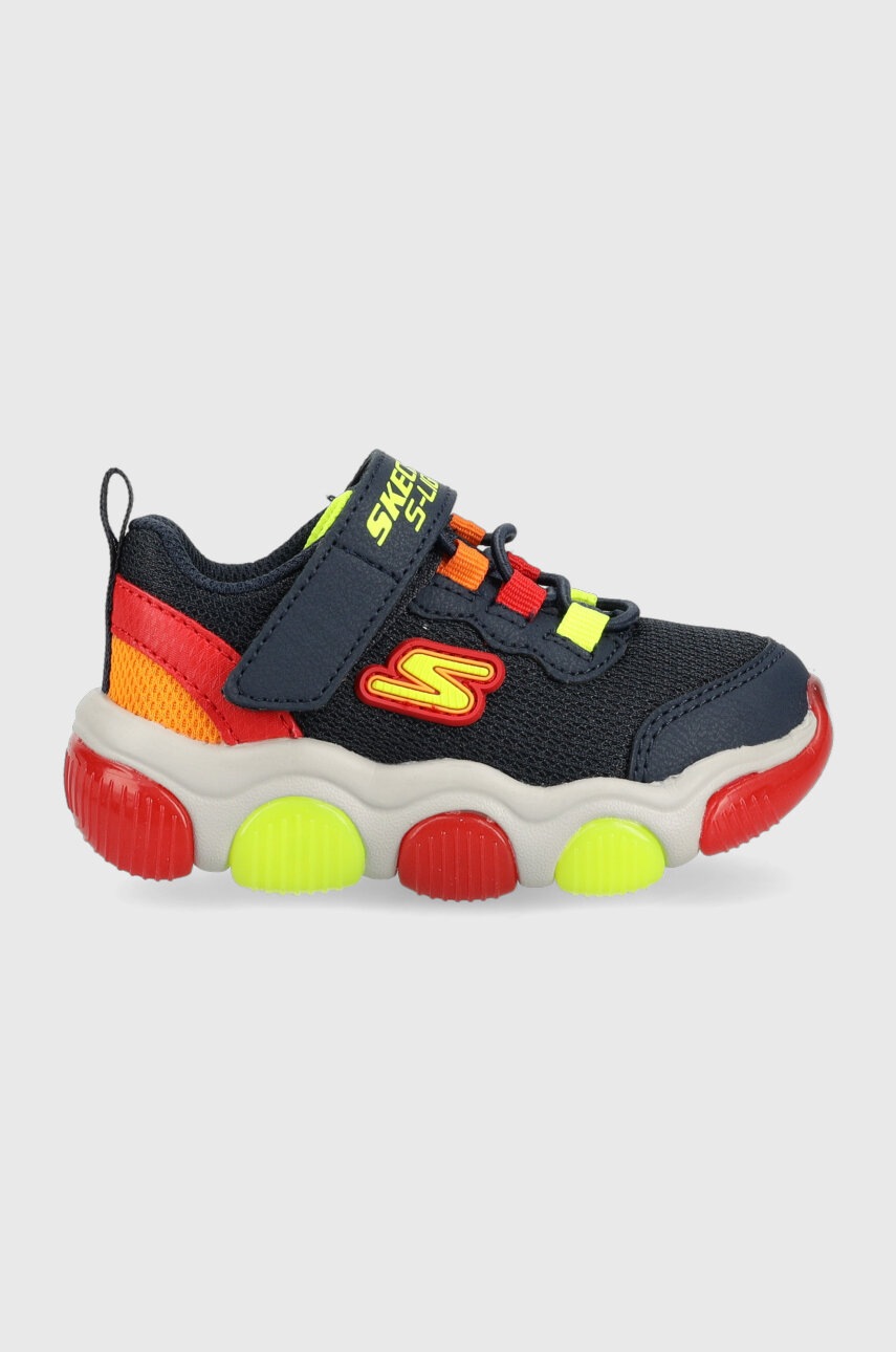 Levně Dětské sneakers boty Skechers Mighty Glow tmavomodrá barva