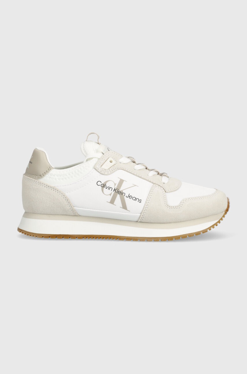 

Маратонки Calvin Klein Jeans YW0YW00840 RUNNER SOCK LACEUP NY-LTH W в бяло, Бял