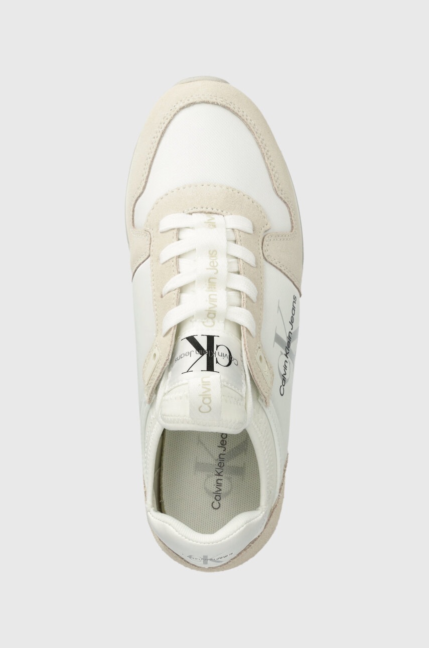 Αθλητικά Calvin Klein Jeans YW0YW00840 RUNNER SOCK LACEUP NY-LTH W χρώμα: μπεζ, YW0YW00840 φωτογραφία