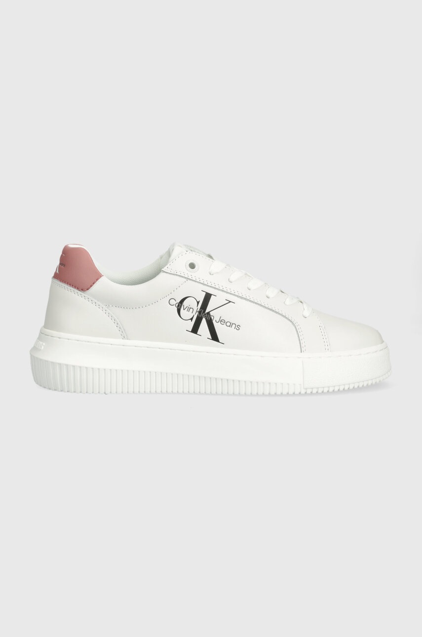 

Кожени маратонки Calvin Klein Jeans YW0YW00823 CHUNKY CUPSOLE MONOLOGO W MONO LTH WN в бяло YW0YW00823, Бял