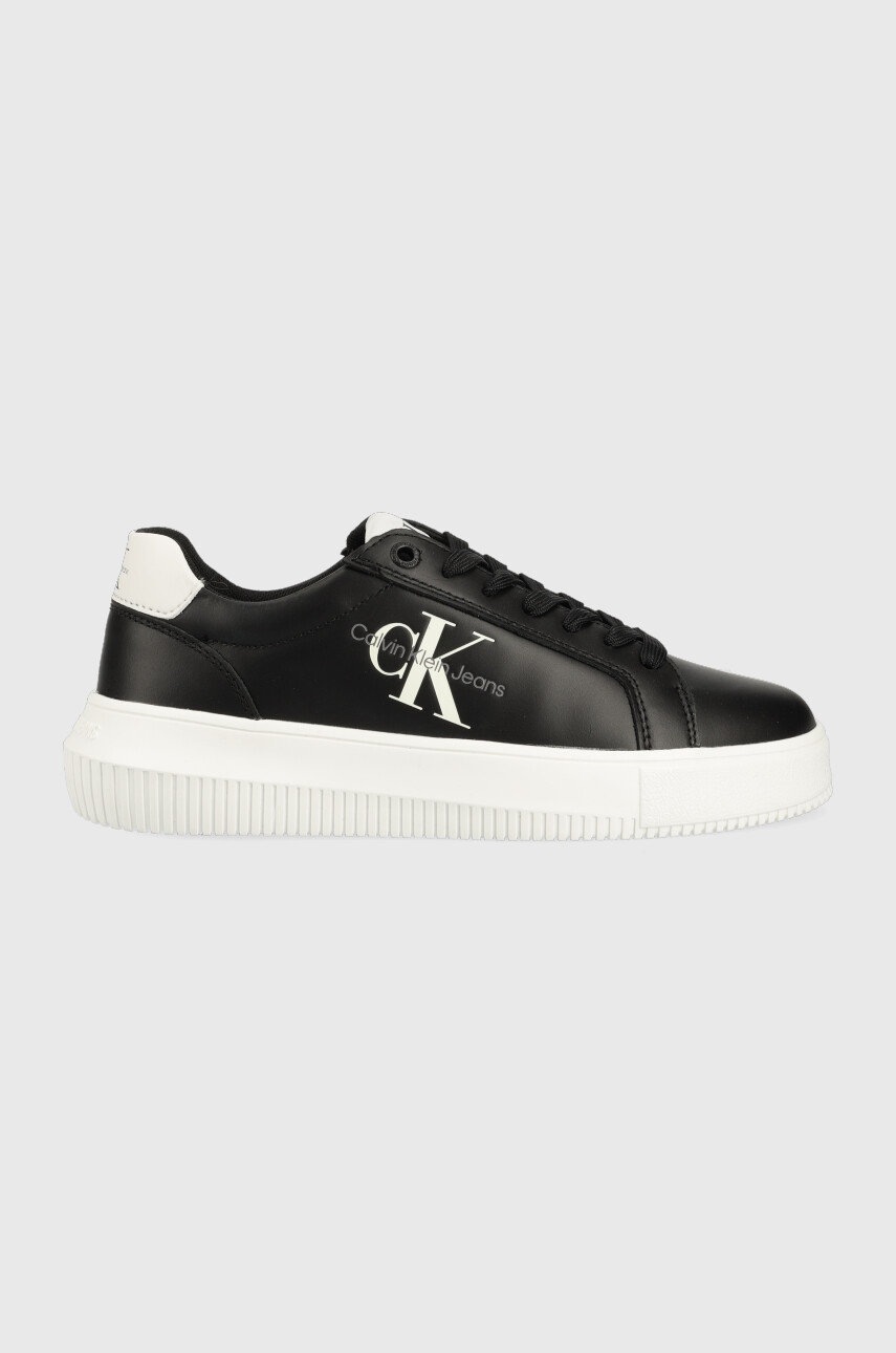 

Кожени маратонки Calvin Klein Jeans YW0YW00823 CHUNKY CUPSOLE MONOLOGO W в черно, Черен