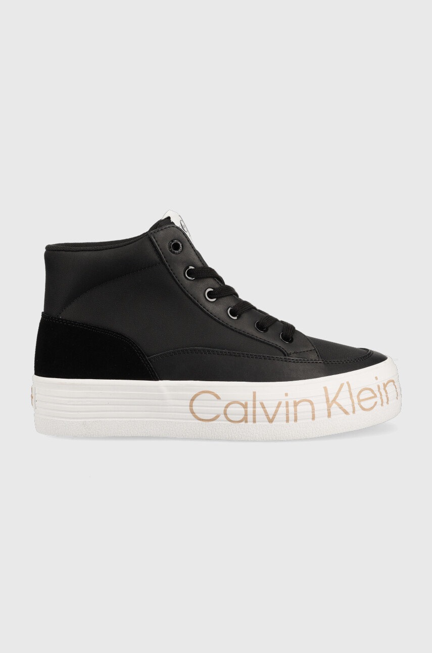 

Маратонки Calvin Klein Jeans Yw0yw00865 Vulc Flatf Mid Wrap Around Logo в черно, Черен
