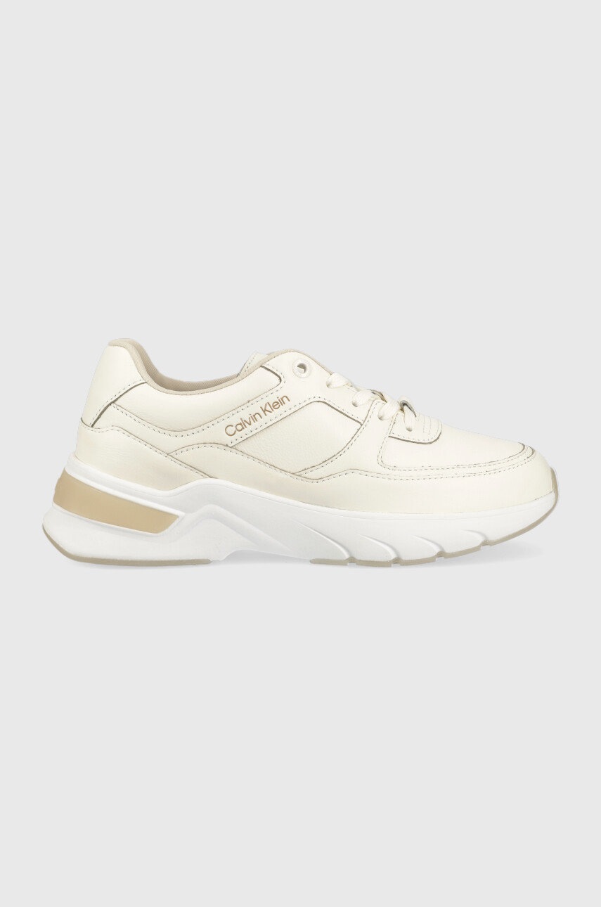 

Кожени маратонки Calvin Klein HW0HW01351 ELEVATED RUNNER LACE UP в бежово, Бежов