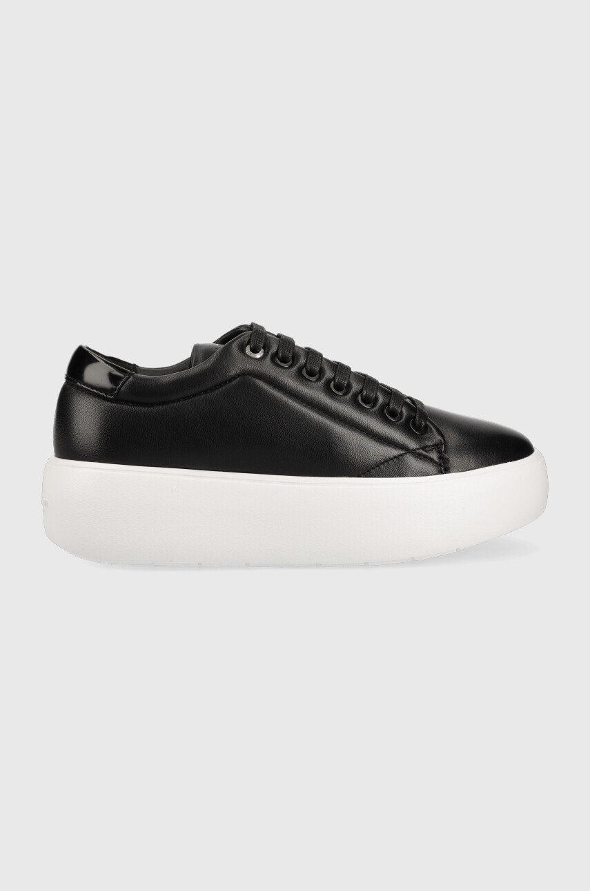 Levně Kožené sneakers boty Calvin Klein HW0HW01356 BUBBLE CUPSOLE LACE UP černá barva