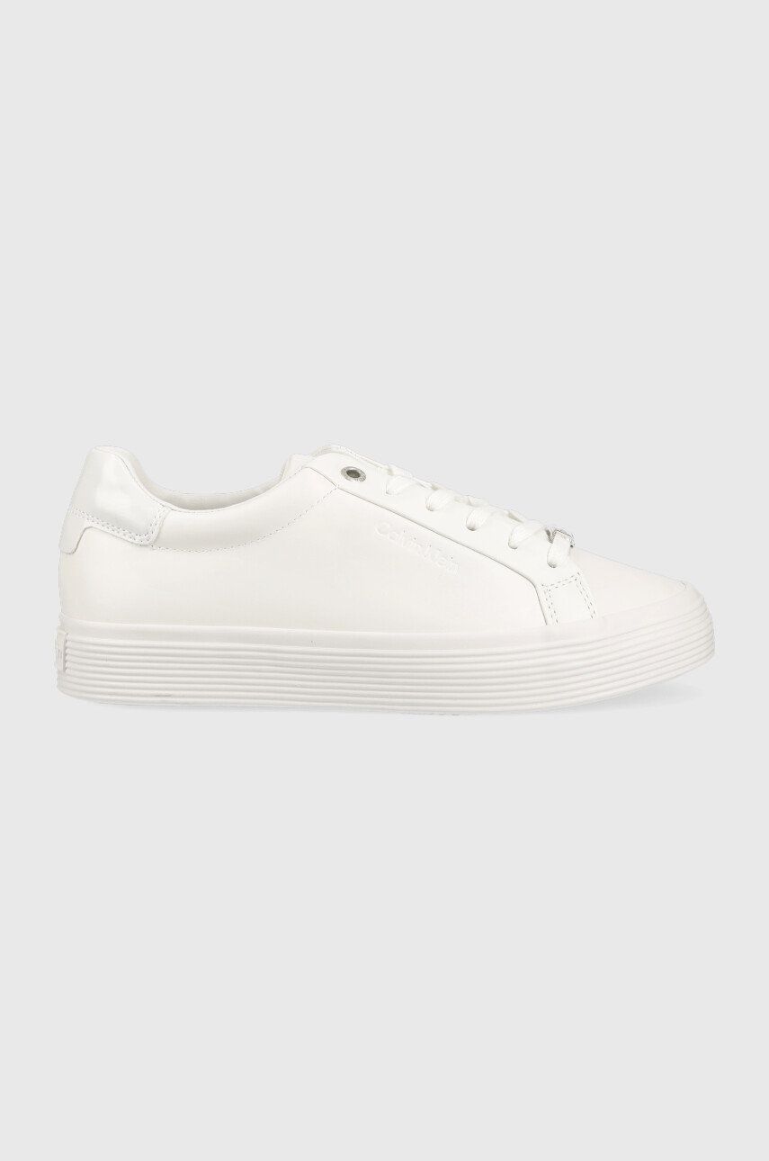 Kožené sneakers boty Calvin Klein HW0HW01372 VULC LACE UP bílá barva - bílá -  Svršek: Umělá hm
