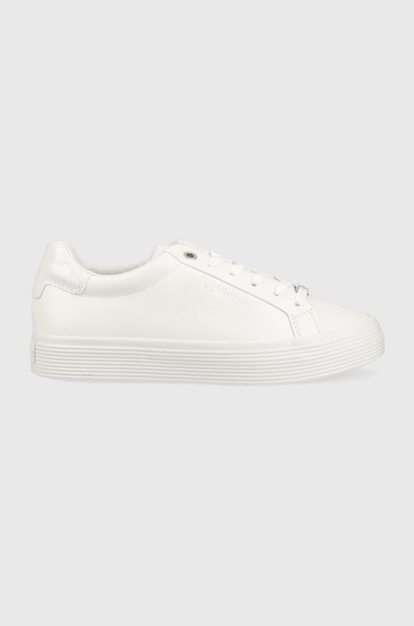 Kožené sneakers boty Calvin Klein HW0HW01372 VULC LACE UP bílá barva - bílá -  Svršek: Umělá hm